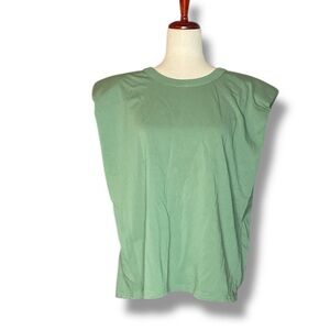Beige Botany Fern Green Structured Shoulder Crewneck T-Shirt Size Medium/Large